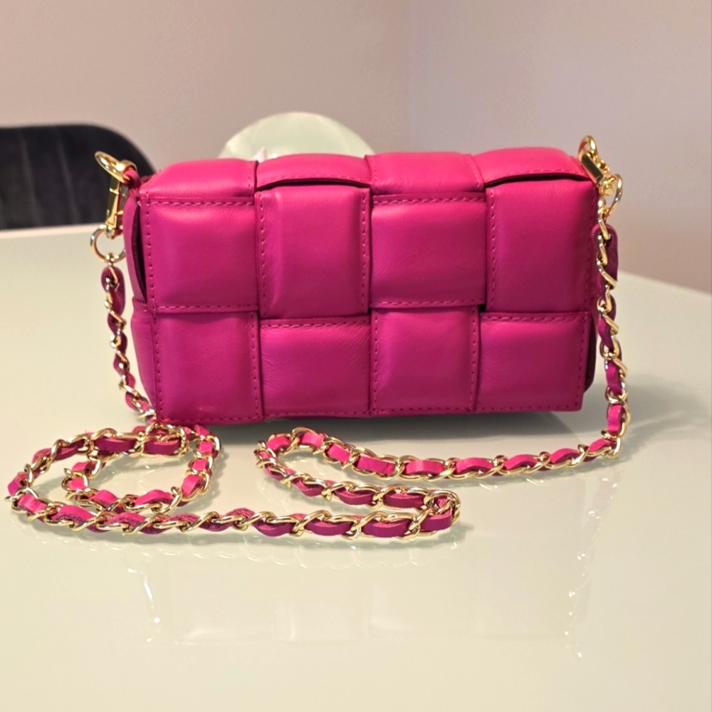 Bottega Style Cross Body Italian leather bag